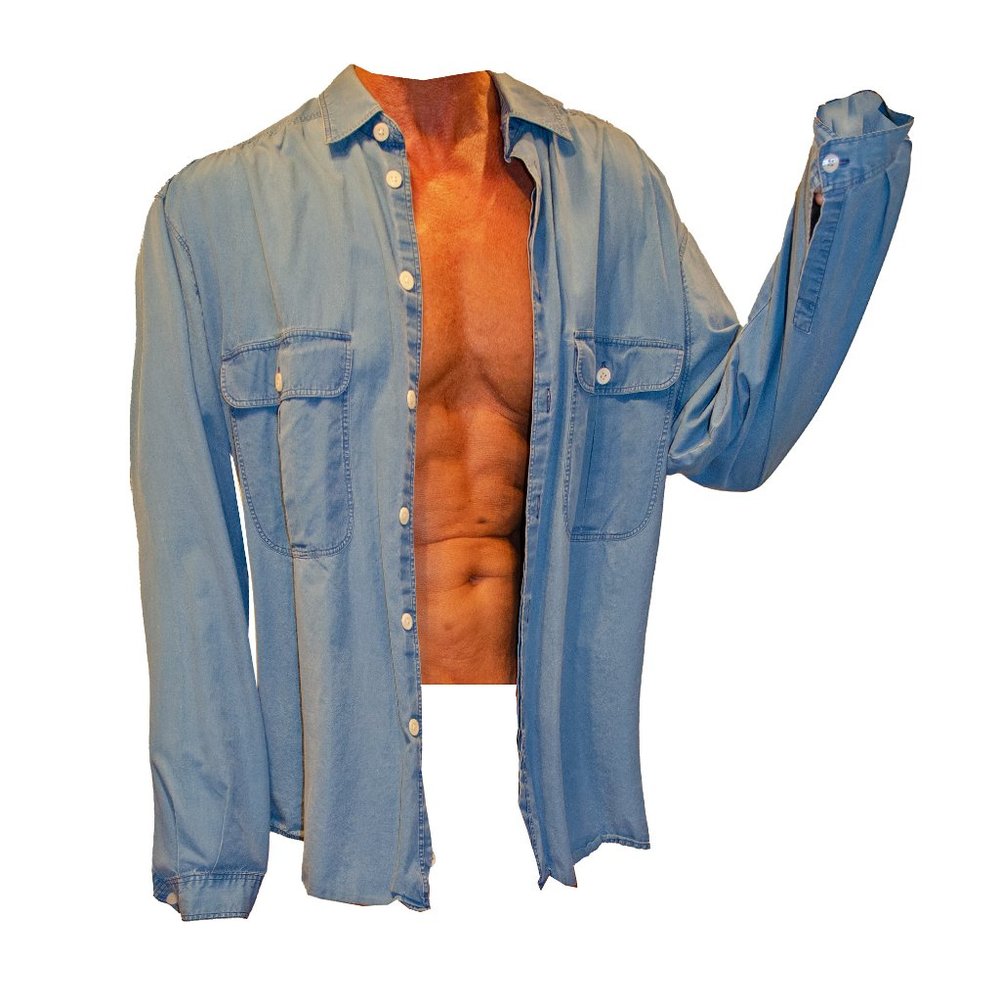 Armani Jeans Casual Button Down Faded Denim Shirt